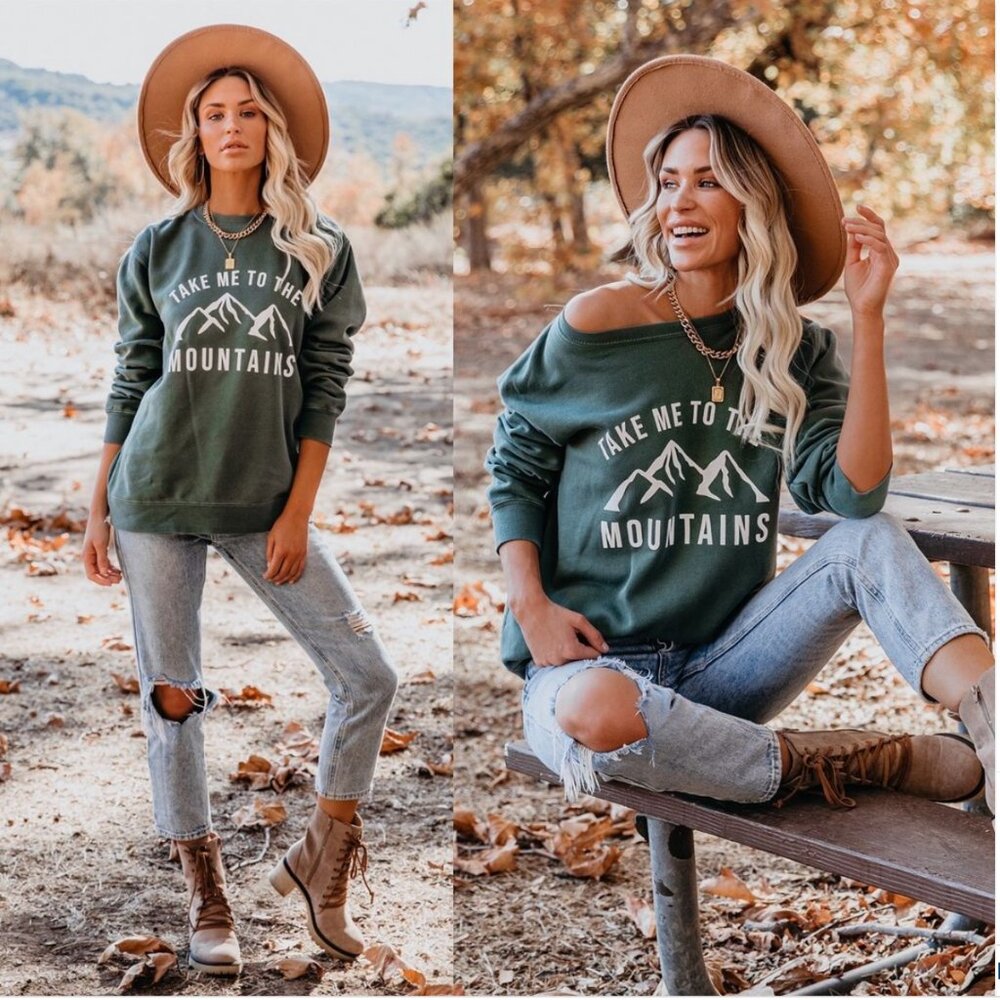 Take Me To The Mountains Cotton Blend Sweatshirt - Size SM
